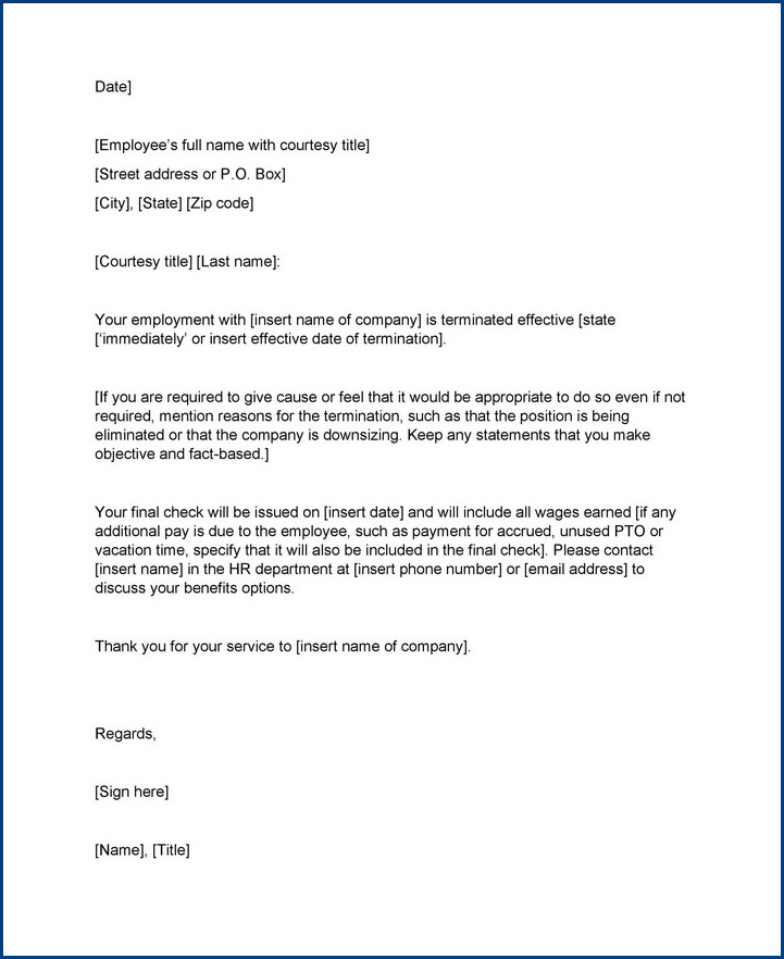 example of employment termination letter template example of employment termination letter template