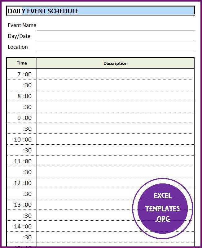 example of event schedule template