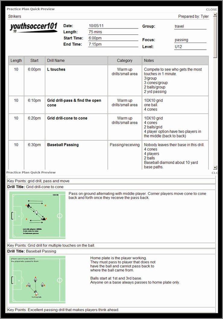 example of football practice schedule template