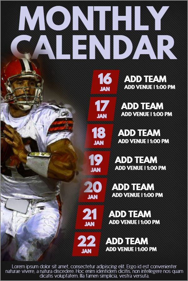example of football schedule template