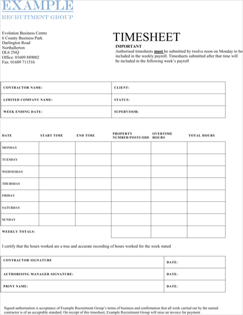 example of independent contractor timesheet template