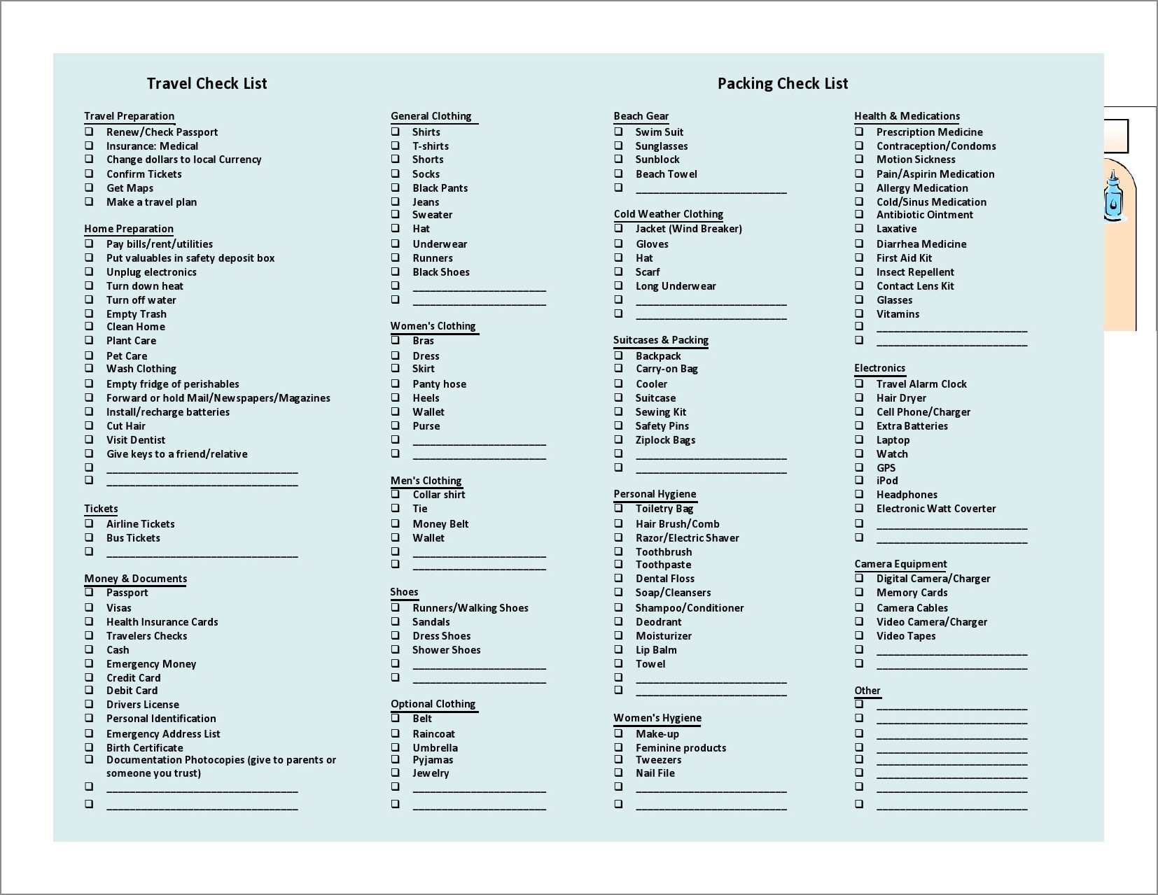 example of international packing list template