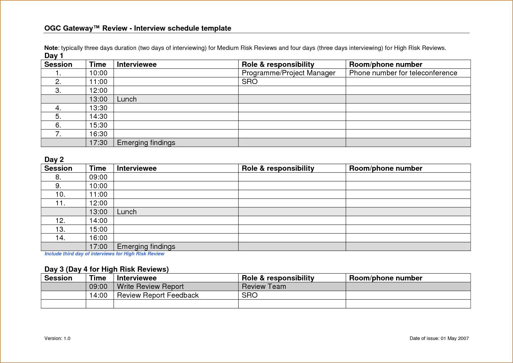 example of interview schedule template