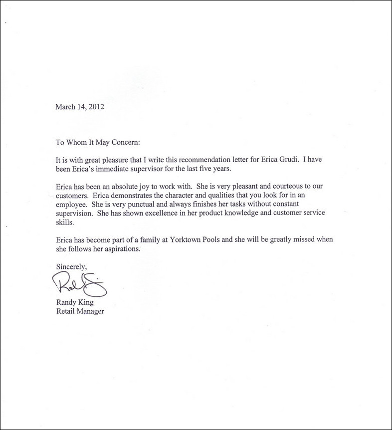 example of job letter of recommendation template