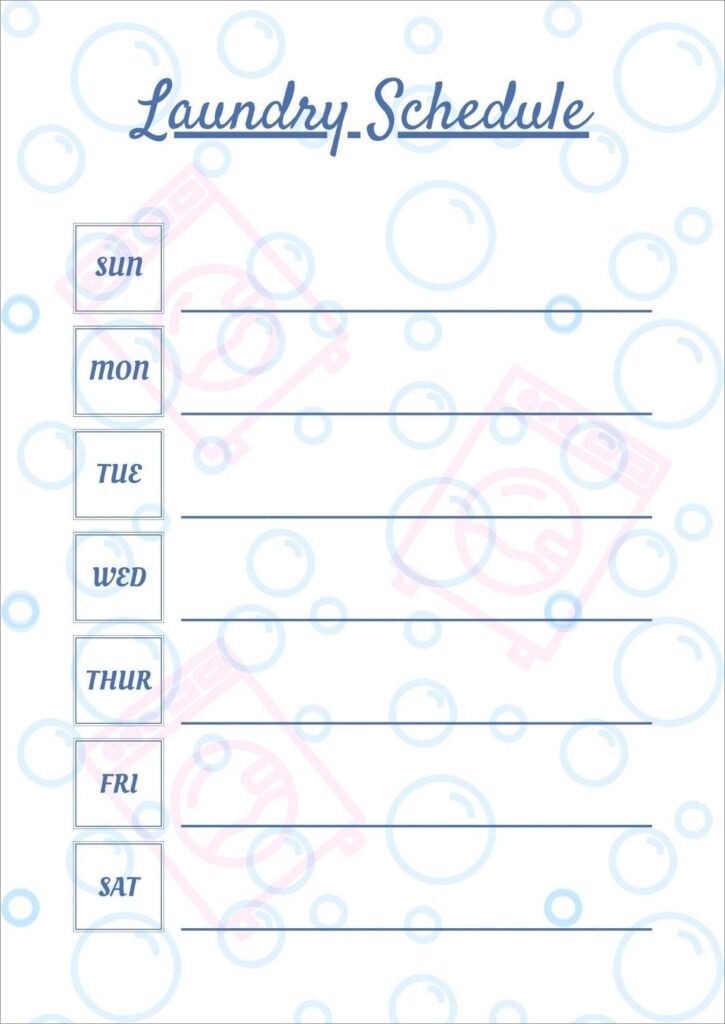 Printable Laundry Schedule Template
