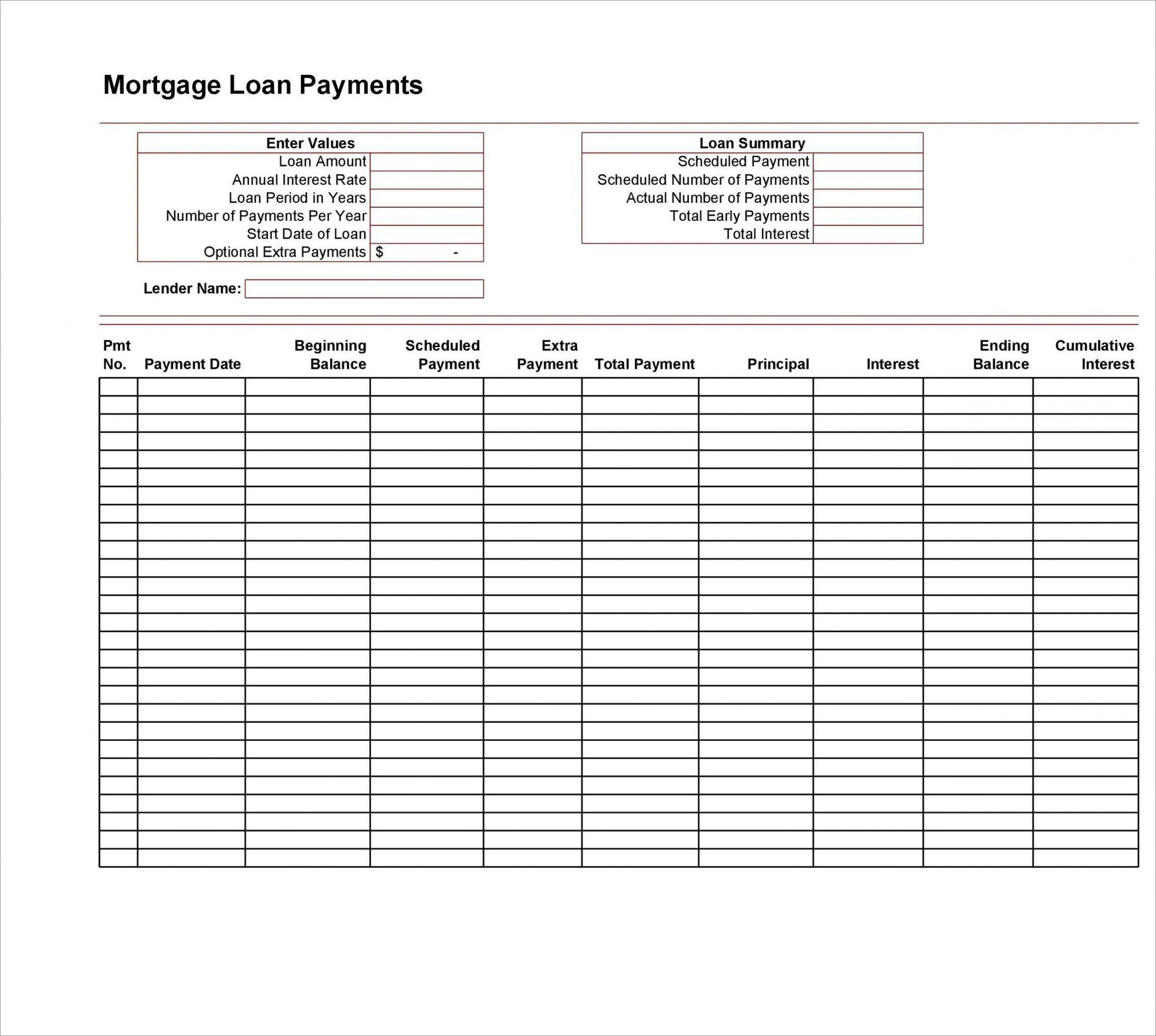 example of loan payment schedule template