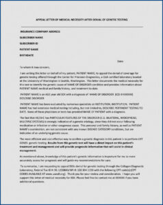 Medical Necessity Appeal Letter Template Medical Necessity Appeal Letter Template
