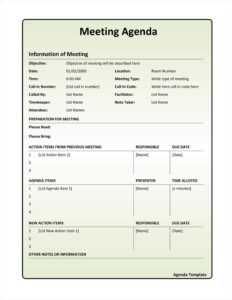 Free Printable Meeting Agenda Template
