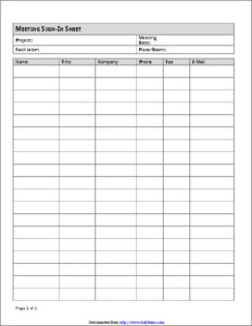 Printable Blank Meeting Sign-in Sheet Template