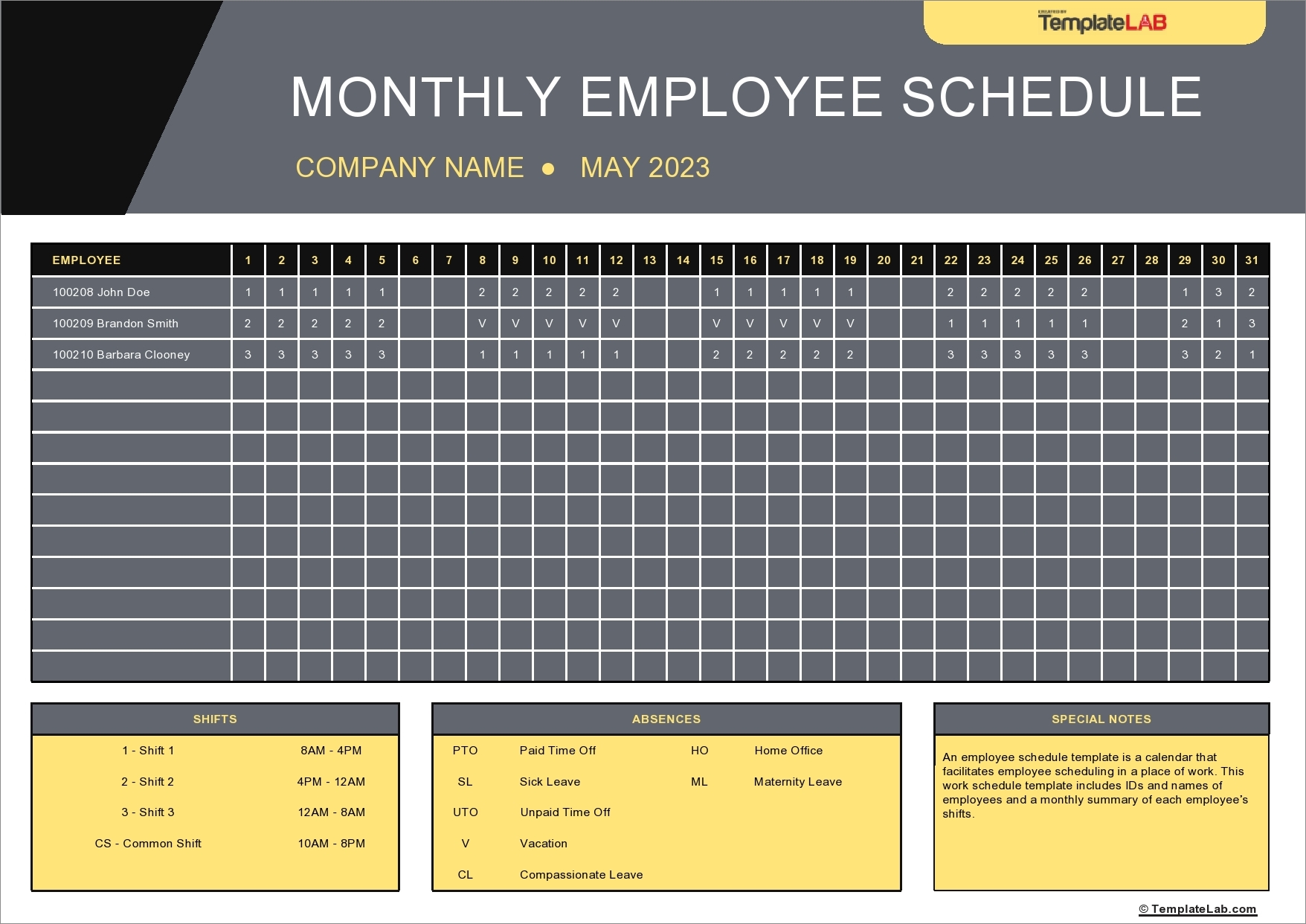 example of monthly staff schedule template