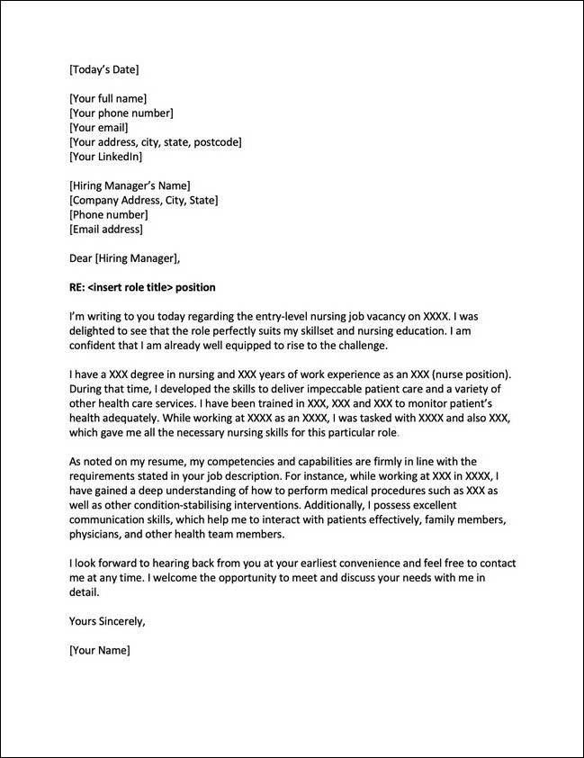 example of nursing cover letter template