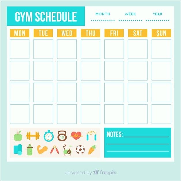 example of printable gym schedule template