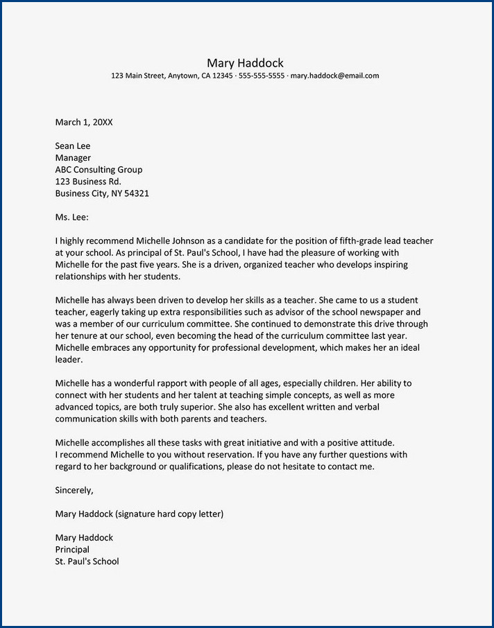 example of recommendation letter template for teacher