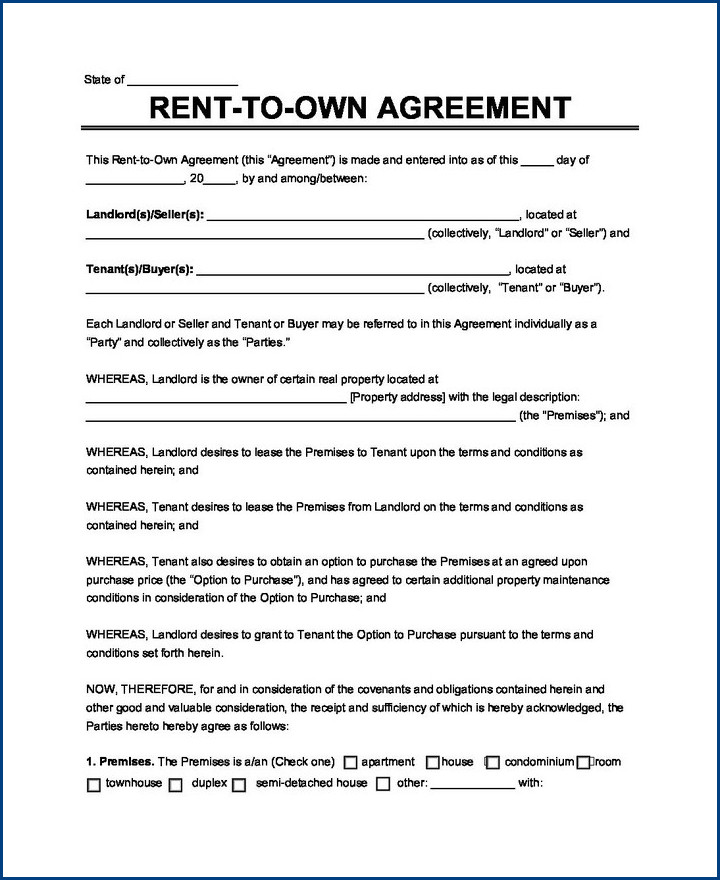 example of rent to own contract template