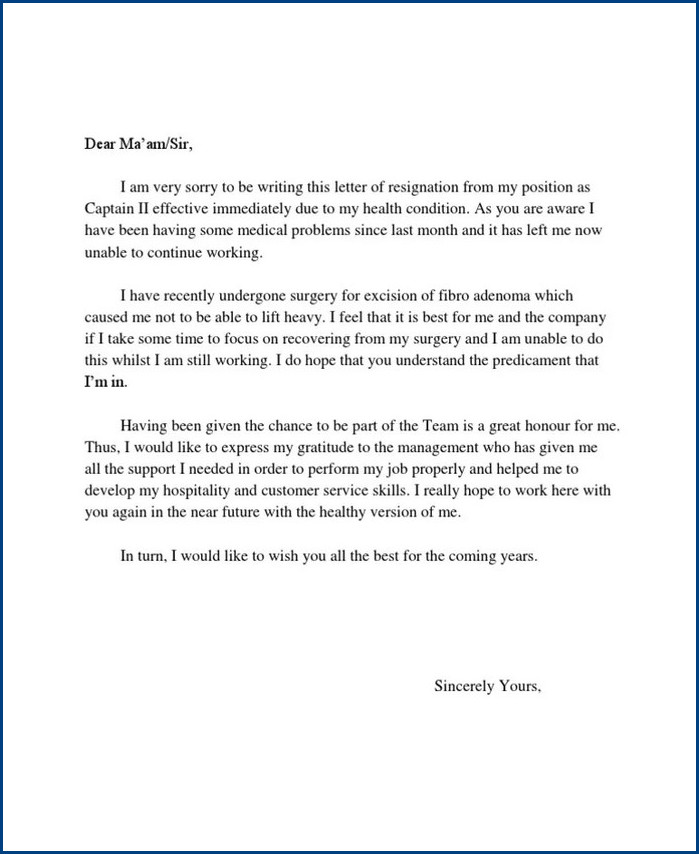 example of resignation letter template due to health example of resignation letter template due to health