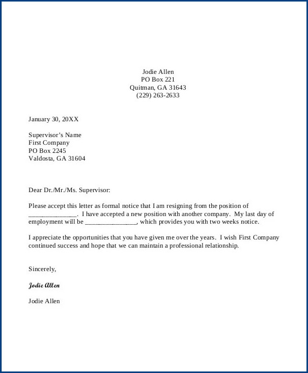 example of resignation letter template for personal reasons example of resignation letter template for personal reasons