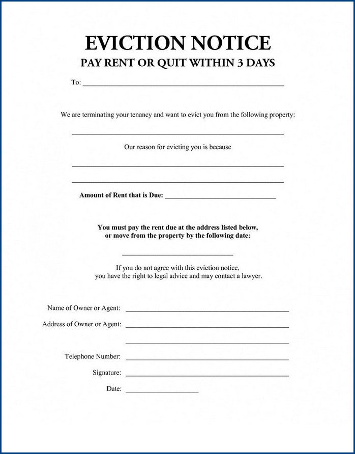example of roommate eviction notice template