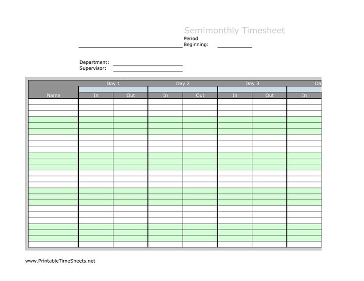 example of semi monthly timesheet template