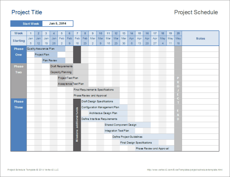 Simple Project Schedule Template