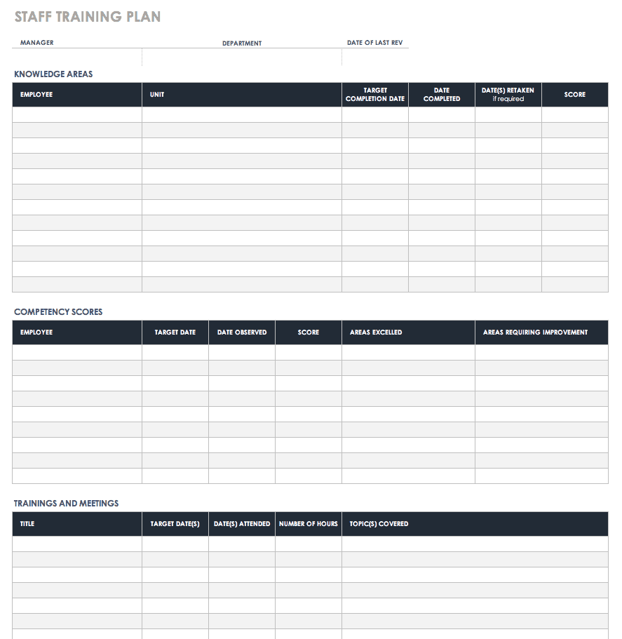 example of staff training schedule template