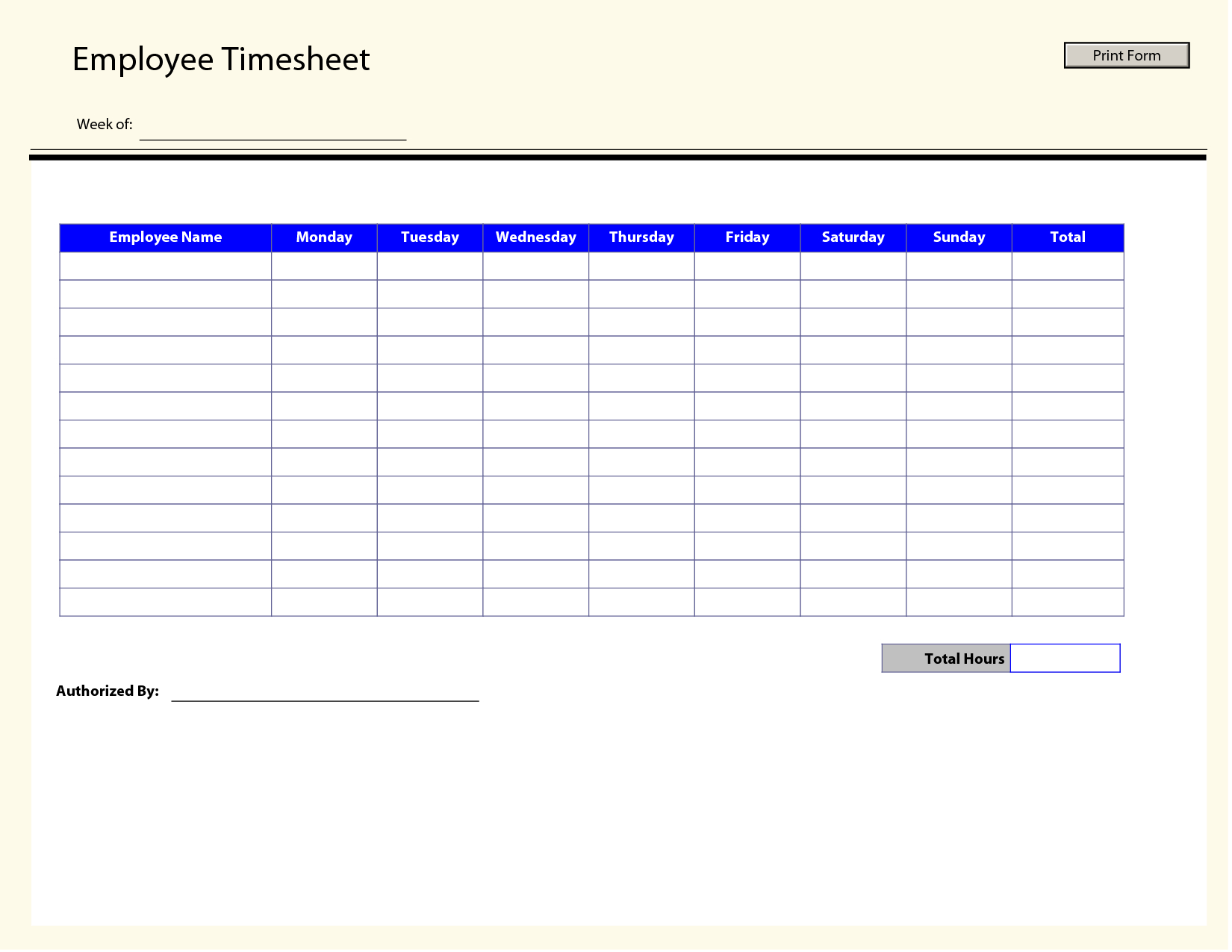 Printable Time Sheets | Free Printable Employee Timesheets Employee Timesheet Template Free Printable
