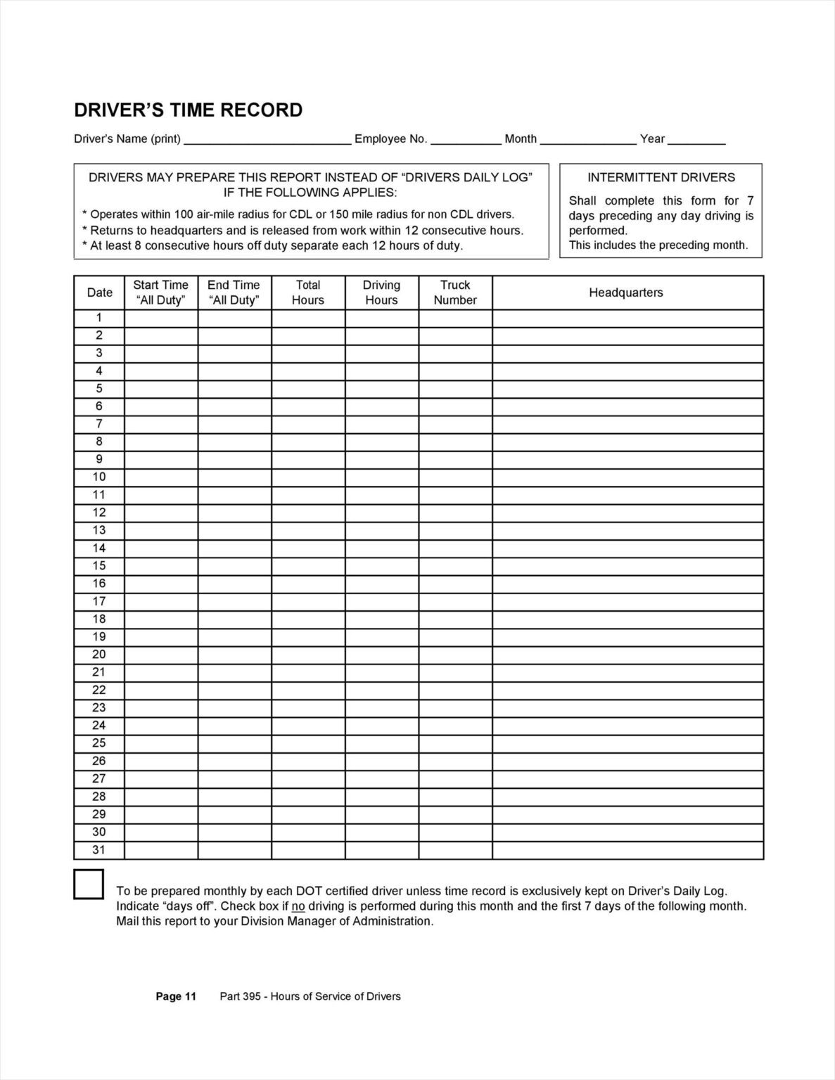 Vehcle Timesheet Printable Timesheet Template For Truck Drivers