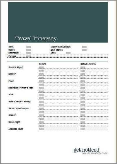 example of travel itinerary template for executives