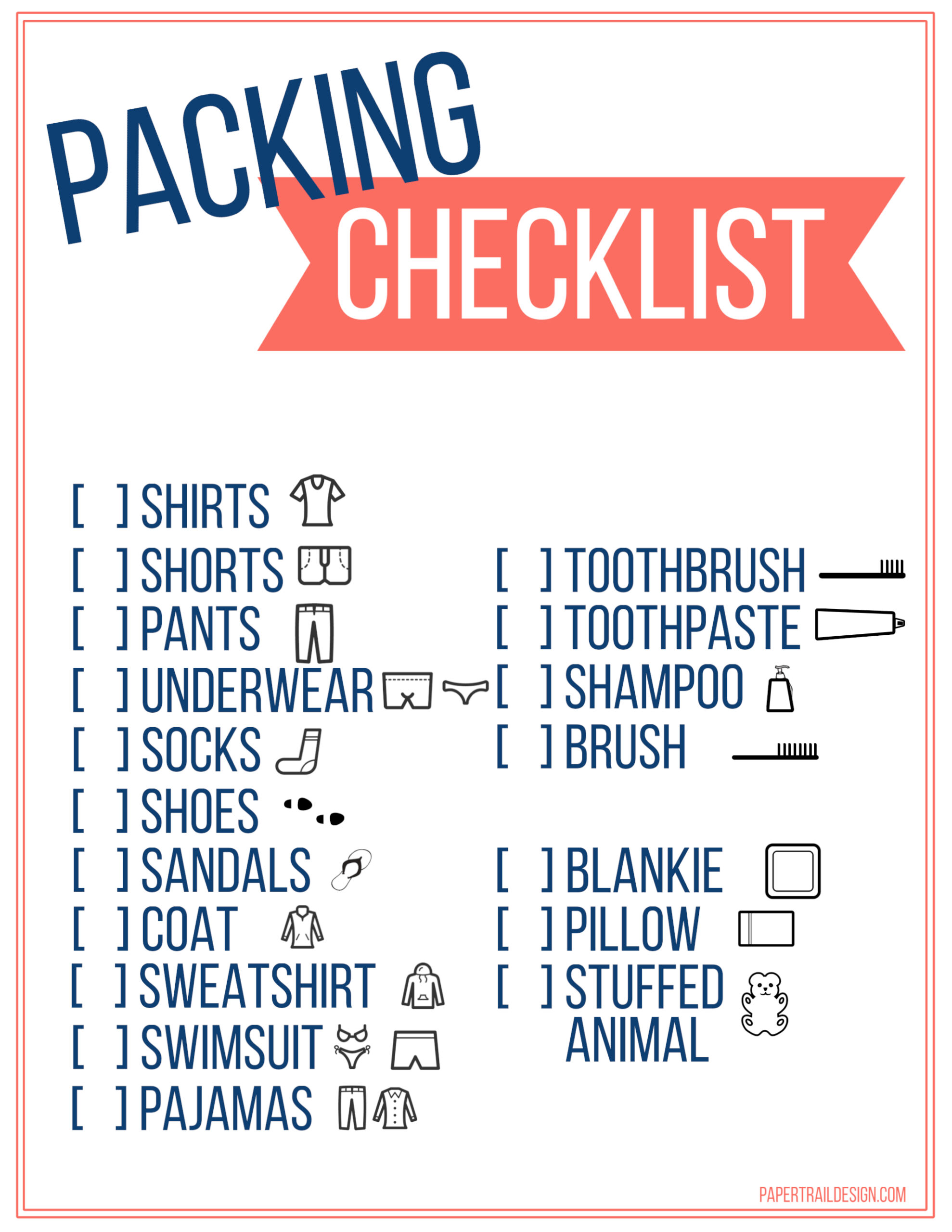 example of travel packing list template