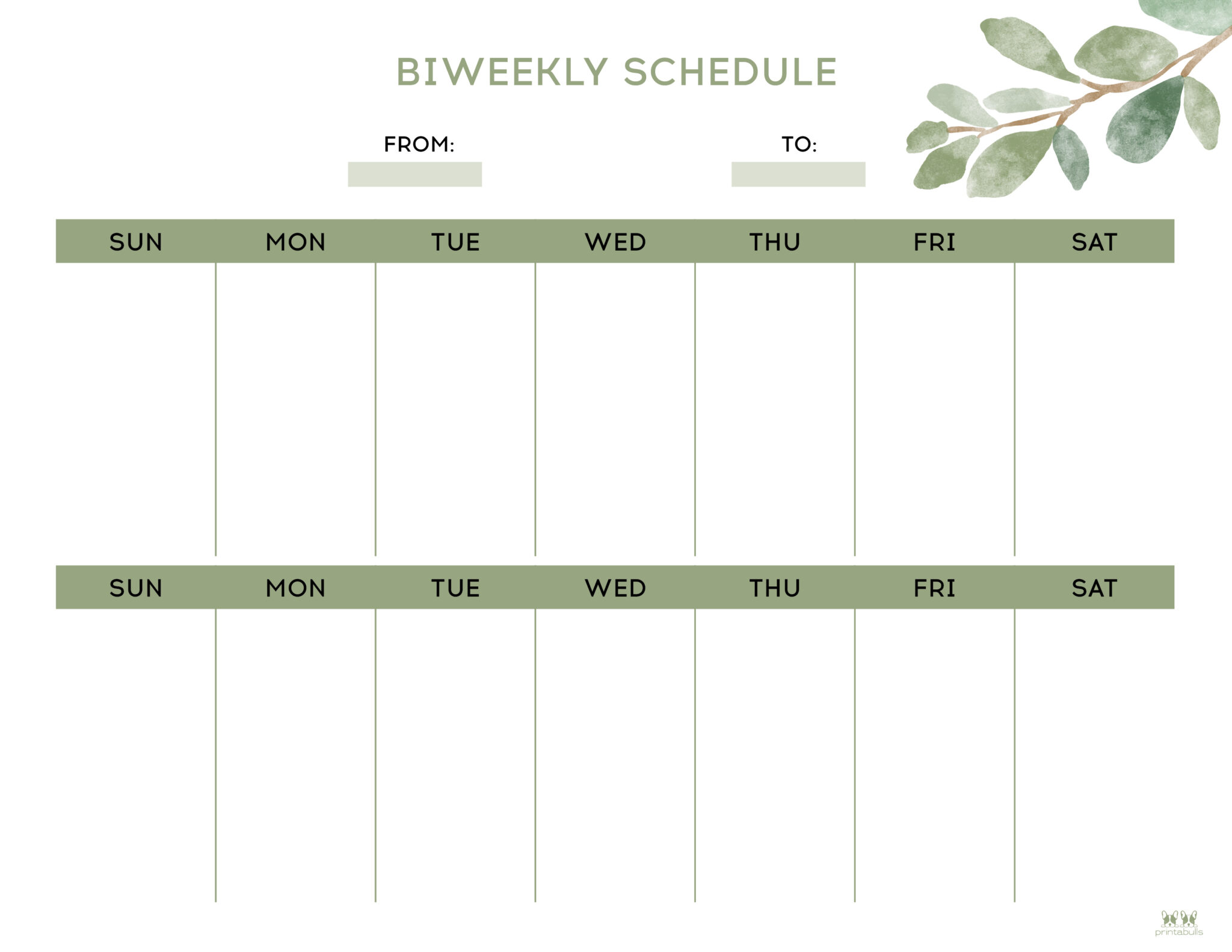 example of two-week schedule template