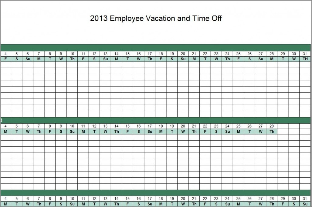 example of vacation schedule excel template