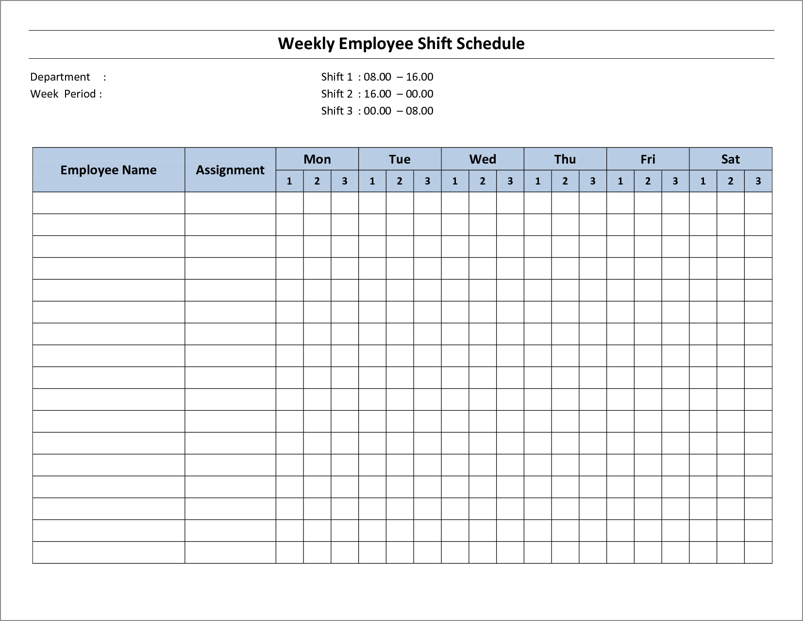 example of weekly staff schedule template