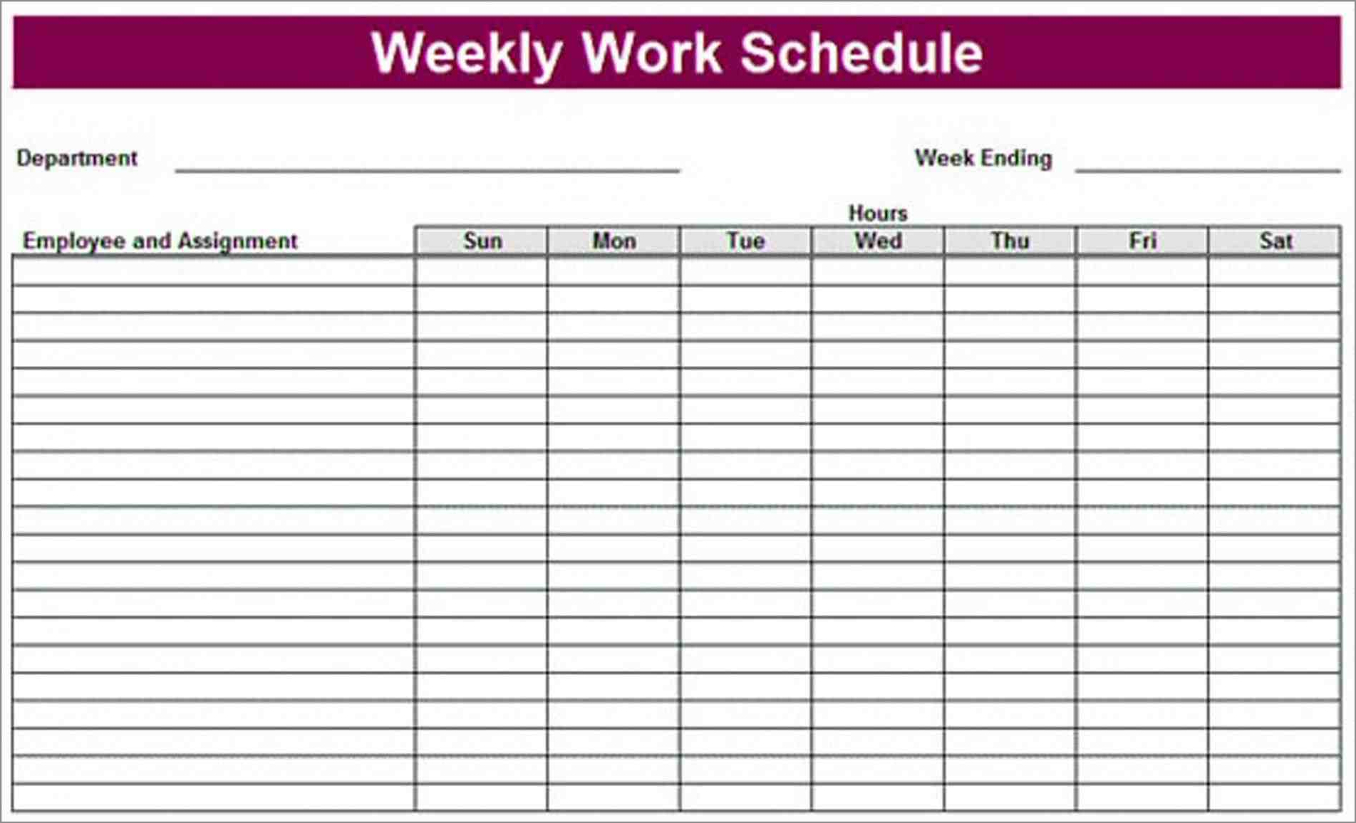 example of work schedule template