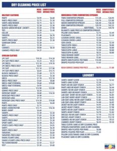 free cleaning service price list