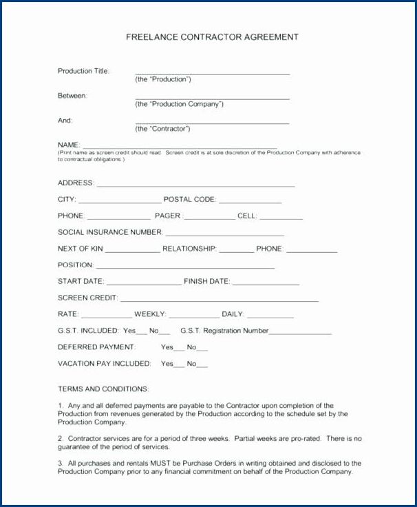freelance contractor agreement template example