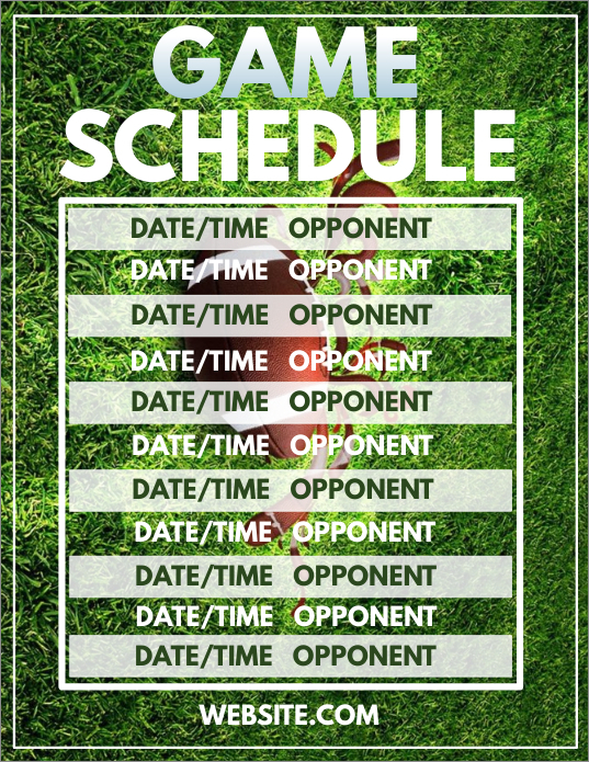 game schedule template