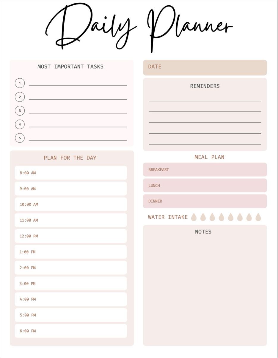 girly cute homework planner template