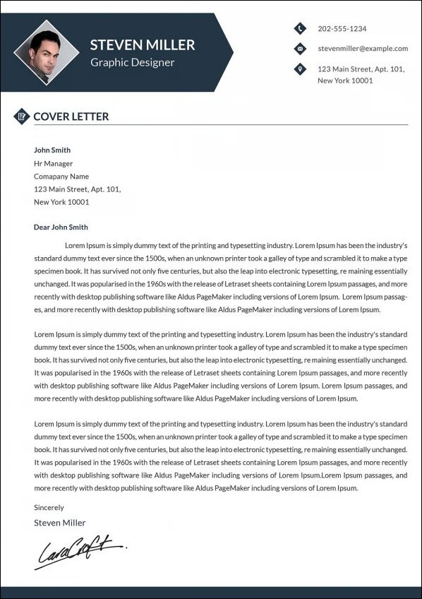 graphic design cover letter template example