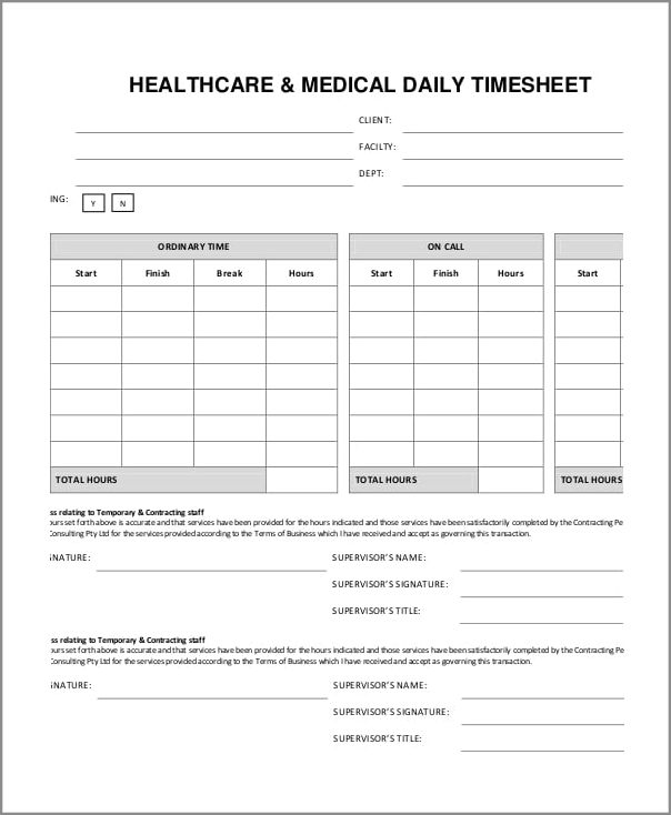 home health care timesheet template example