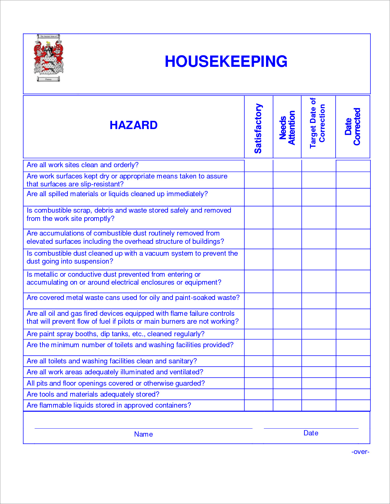 housekeeper checklist template example