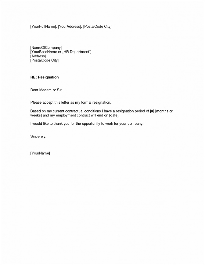human resources resignation letter template example