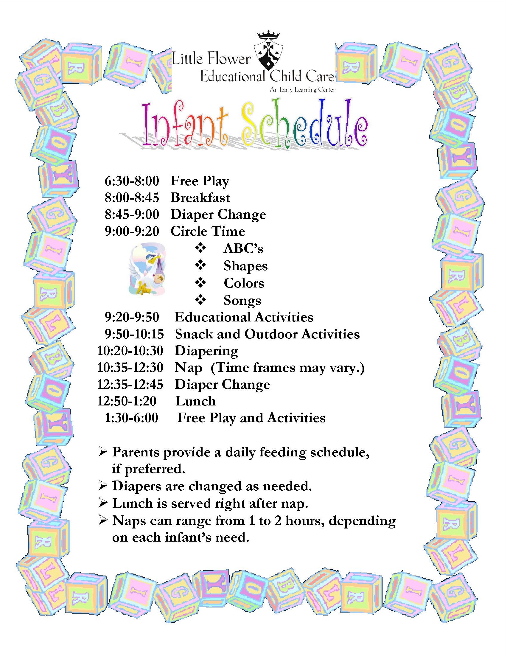 infant daily schedule template