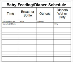 Infant Feeding Schedule Template