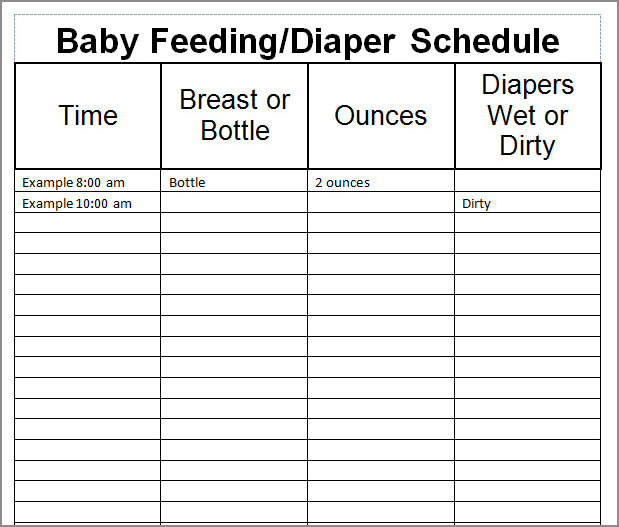 infant feeding schedule template example