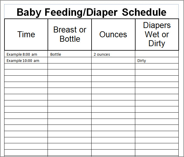 infant feeding schedule template example infant feeding schedule template example