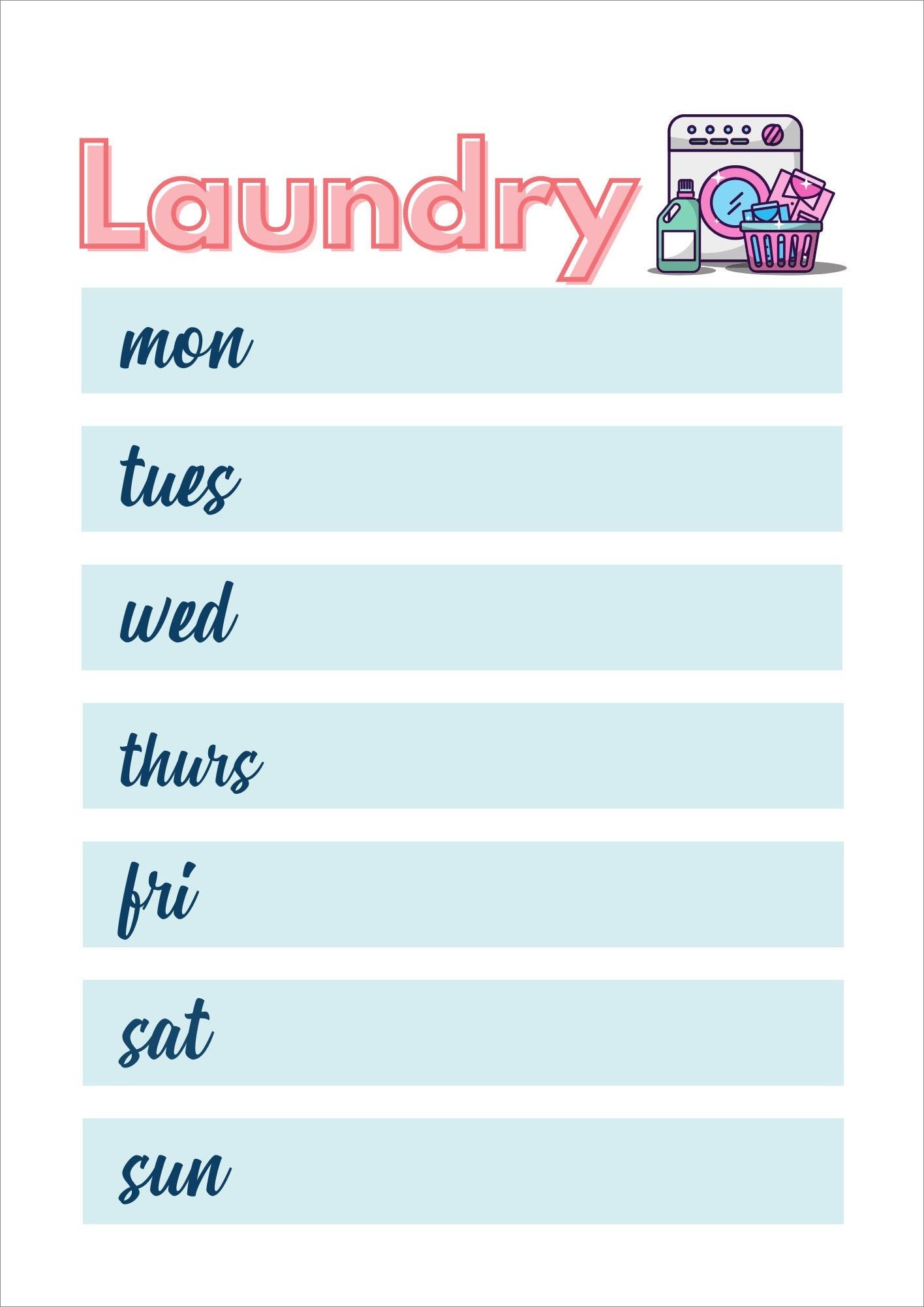 laundry schedule template example