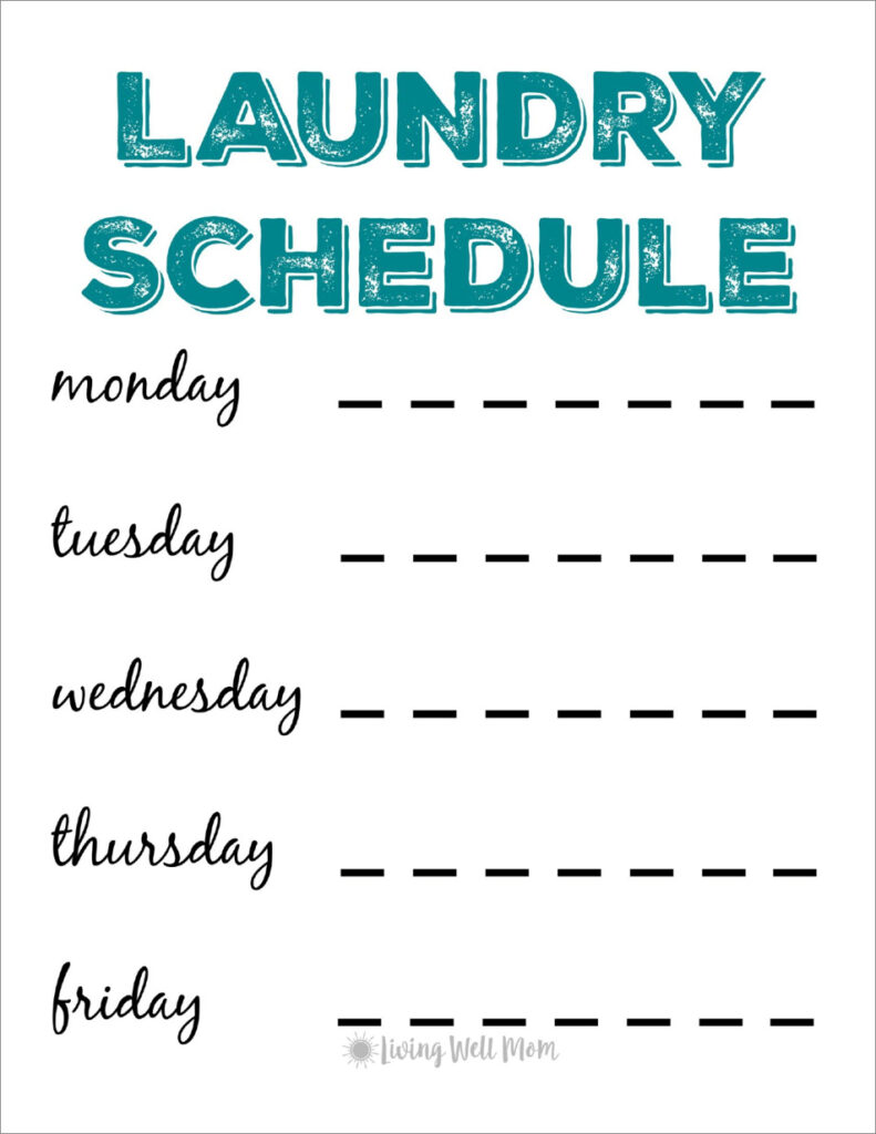 Printable Laundry Schedule Template