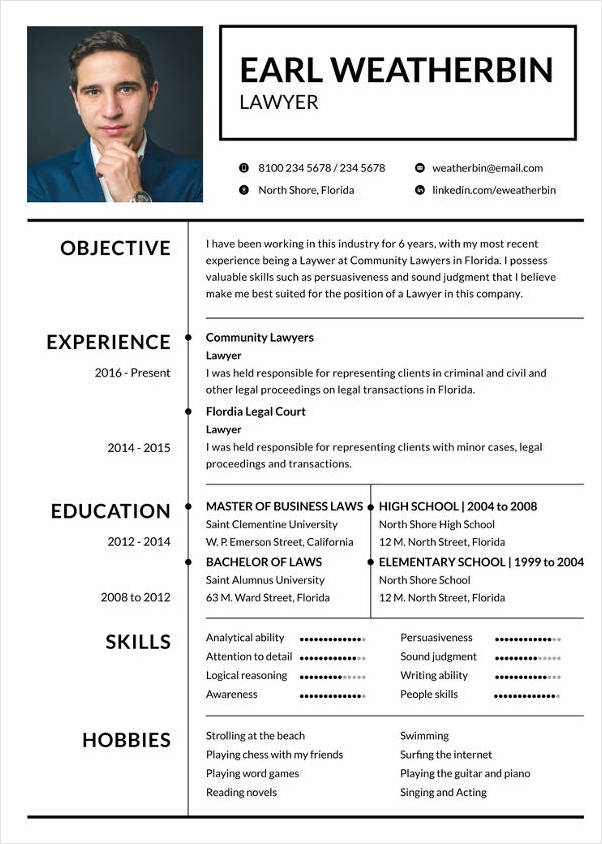 lawyer resume template