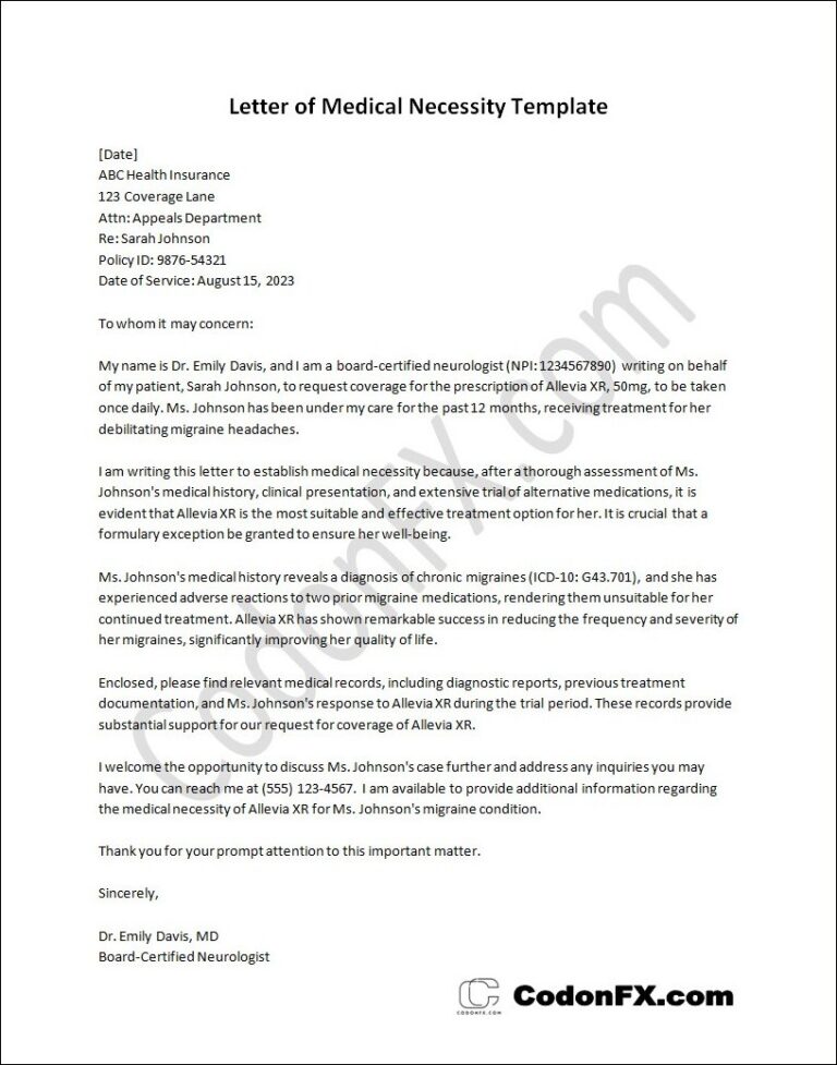 Letter of Medical Necessity Template (With Sample)