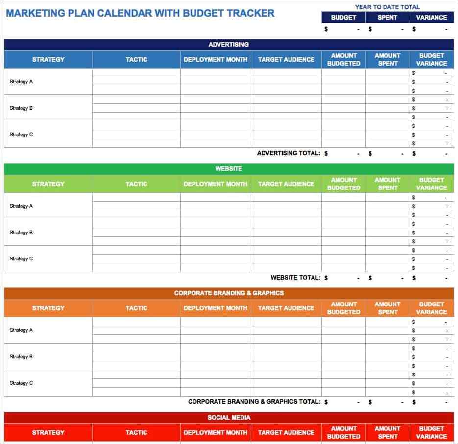 marketing schedule template sample