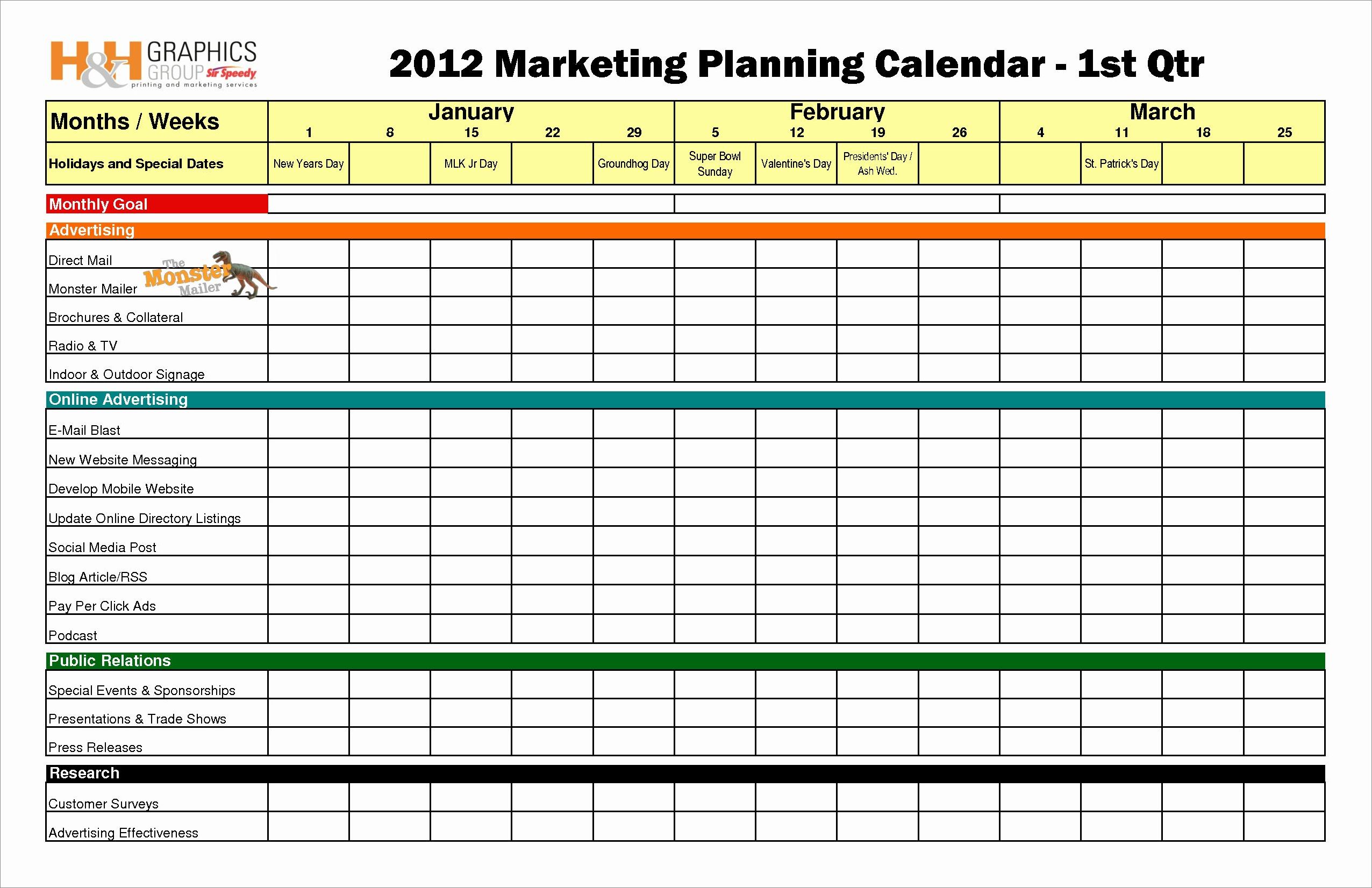 marketing schedule template